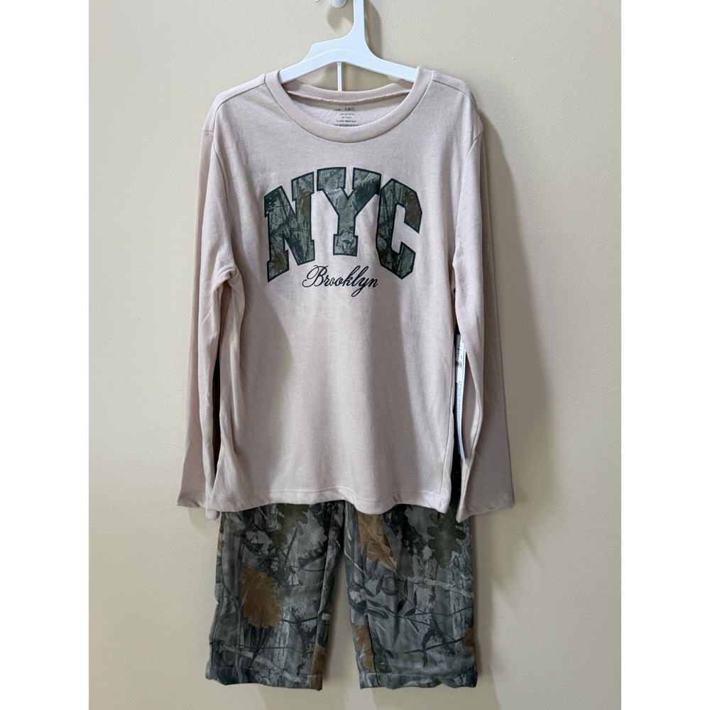 Grayson Threads Girl's 2pc NYC Camouflage Long Sleeve Pajama Set -Beige Sz S NWT